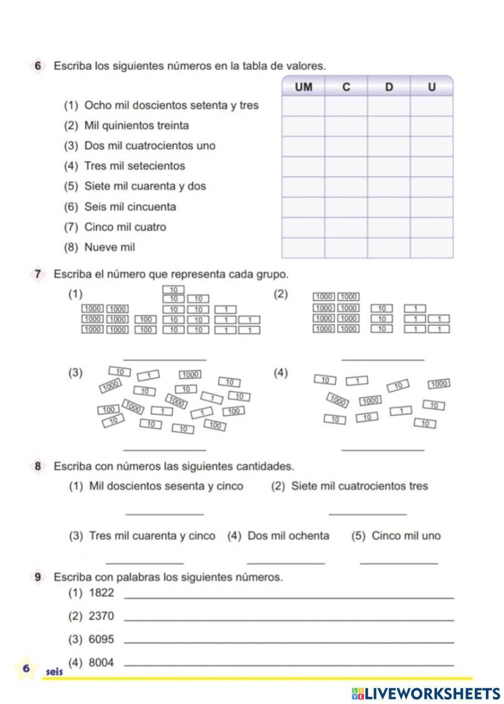 Leamos y escribamos números hasta 9999