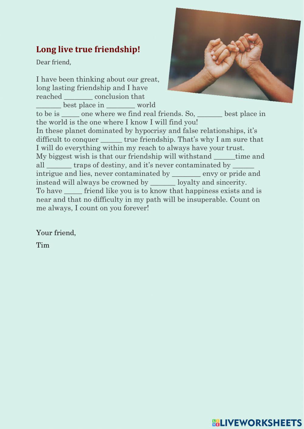 Friendship- Letter to a friend