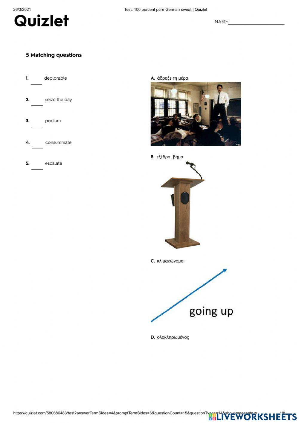 100 Percent Pure German Sweat (p. 126) Vocabulary Quiz with Quizlet