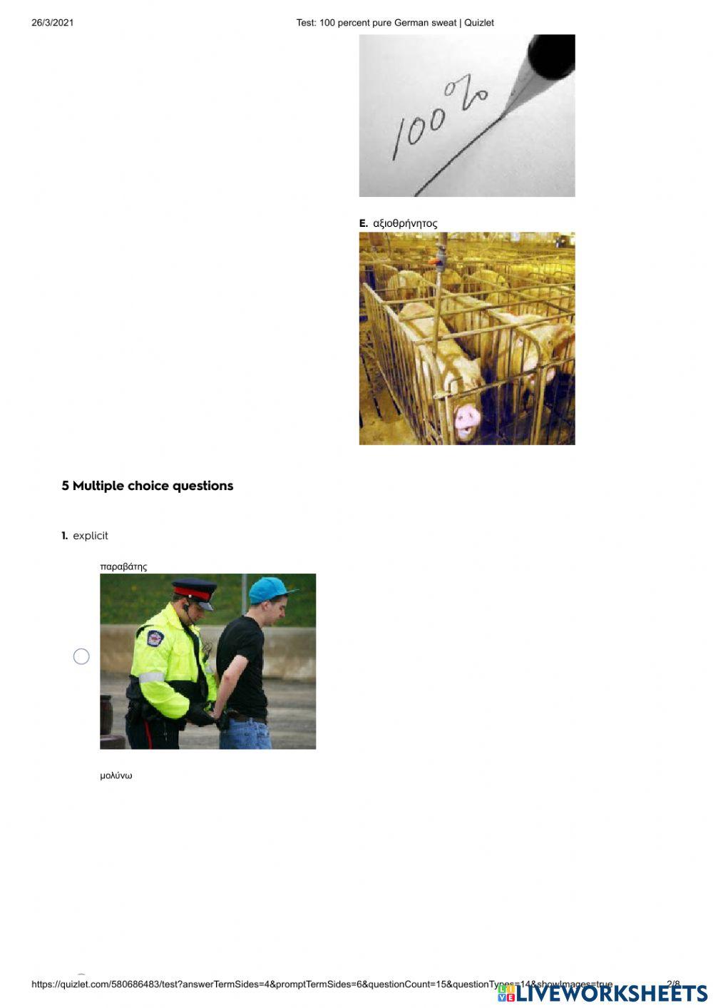 100 Percent Pure German Sweat (p. 126) Vocabulary Quiz with Quizlet