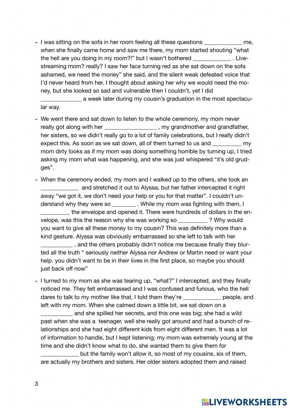 My mom was always locking her room- I found out her secret- Video comprehension