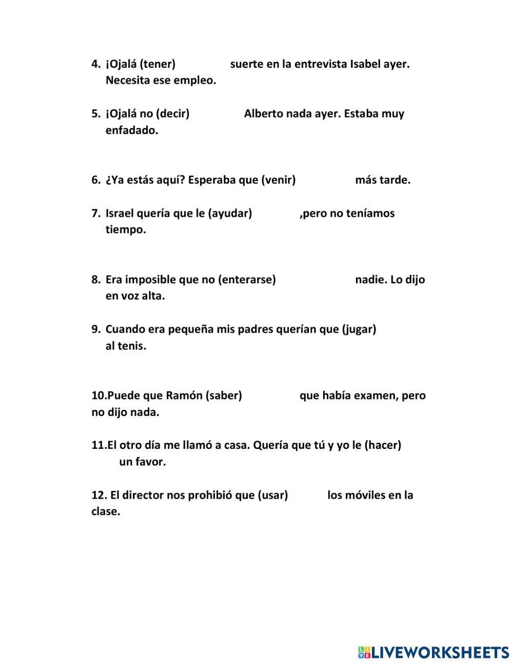 Imperfecto del subjuntivo