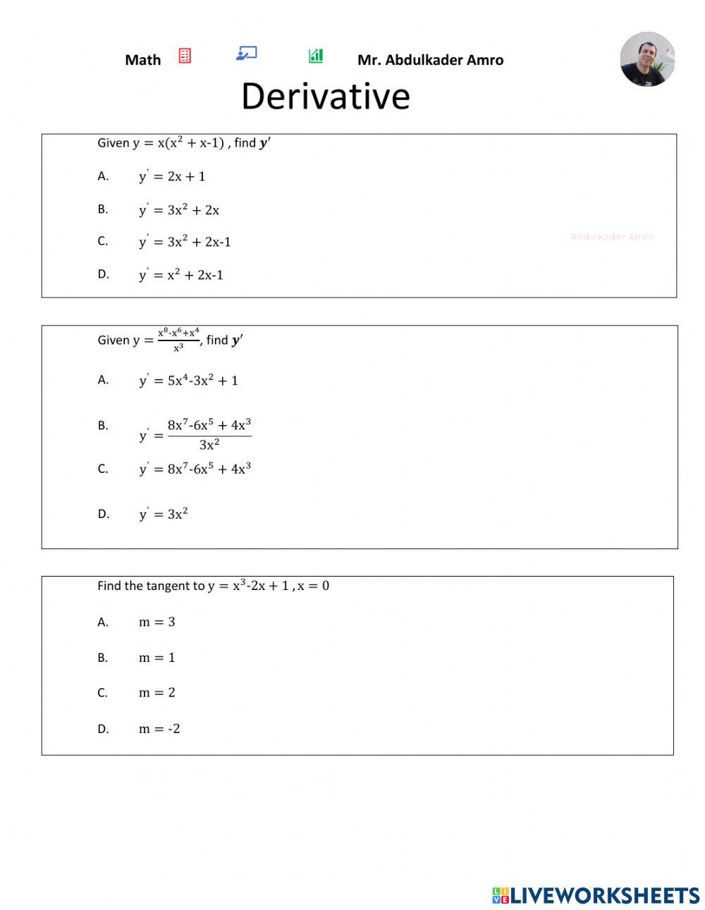 859109 | Derivative | Abdulkader | LiveWorksheets