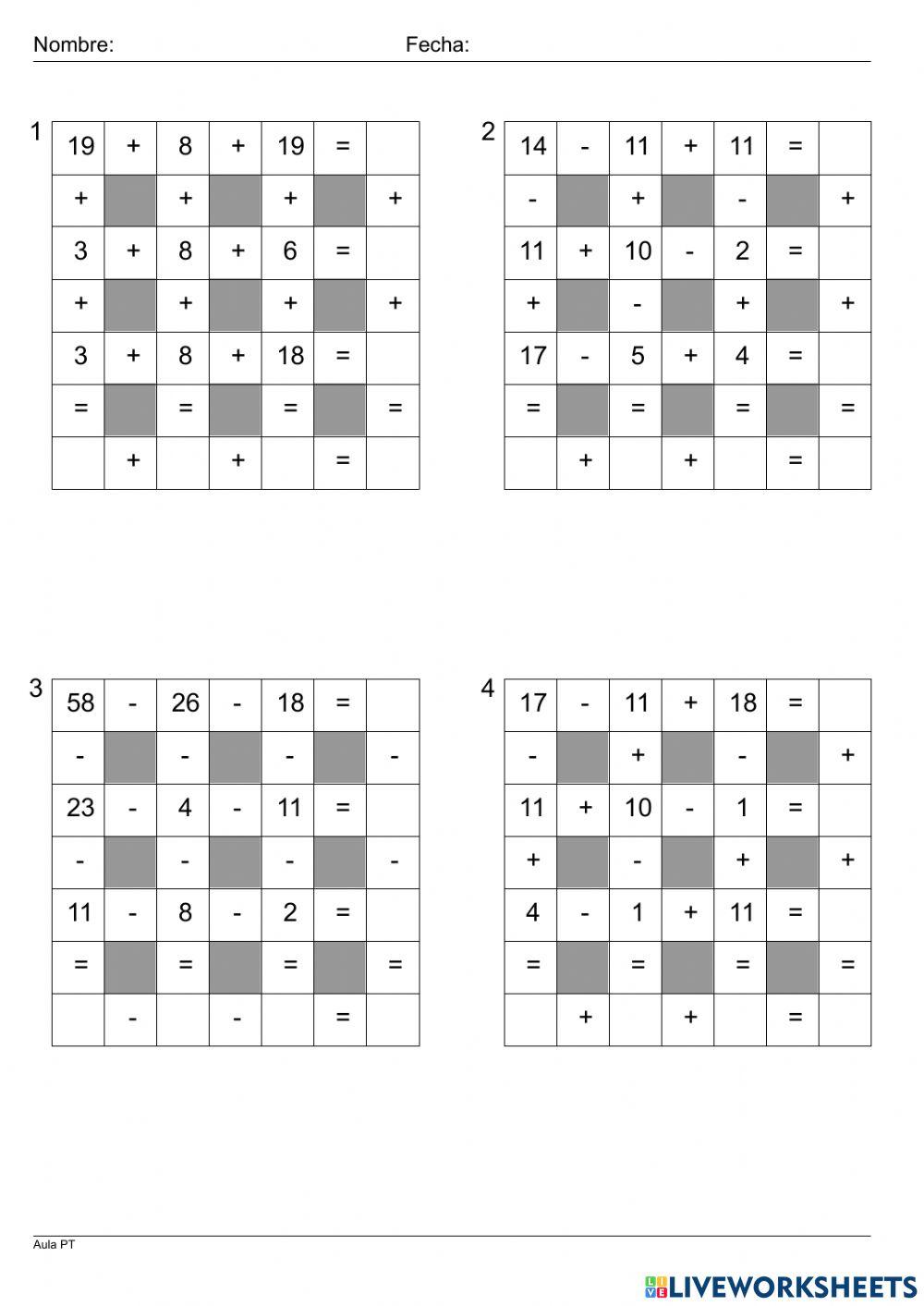 Operaciones combinadas. Sumas y restas