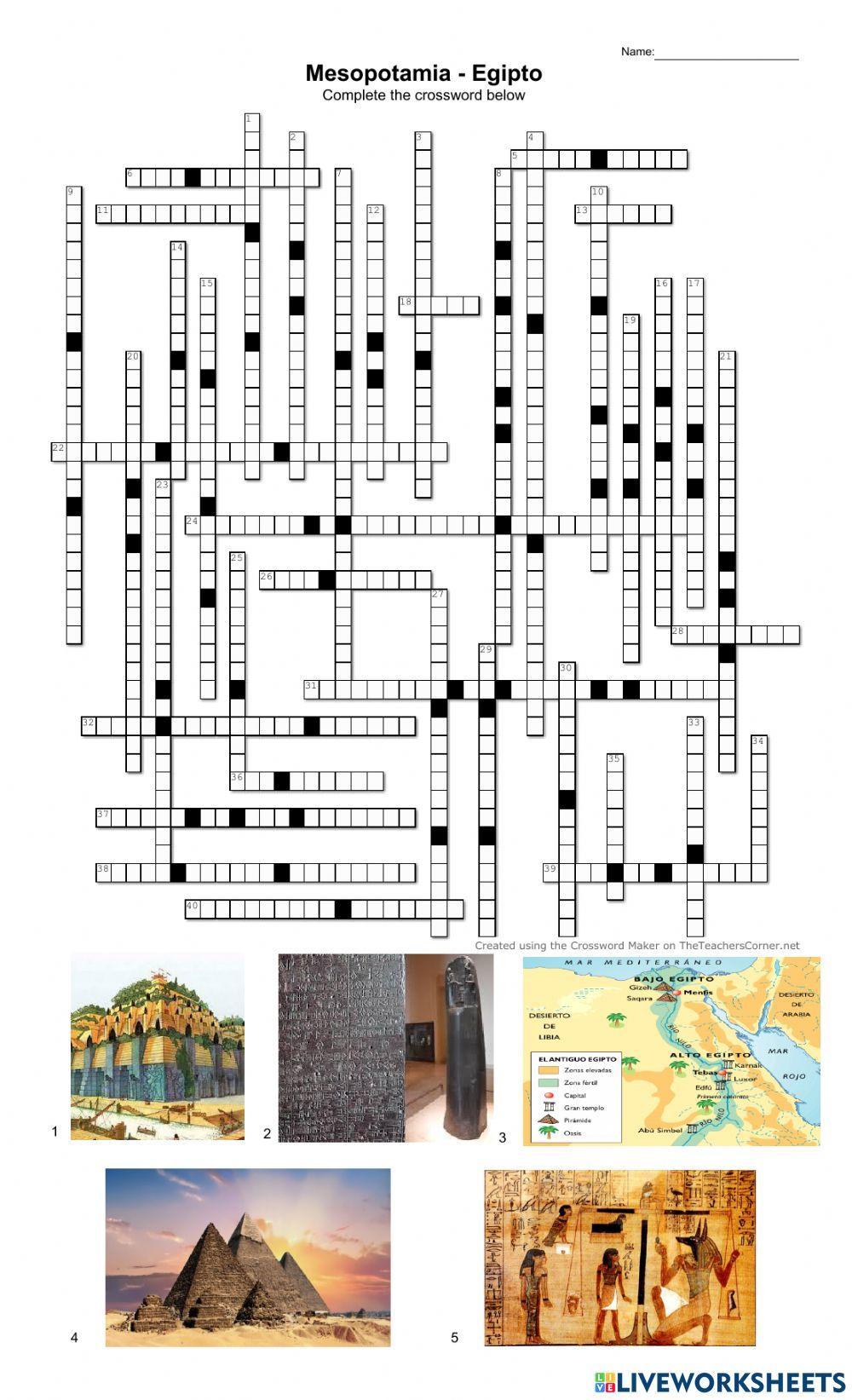 Crucigrama mesopotamia - egipto