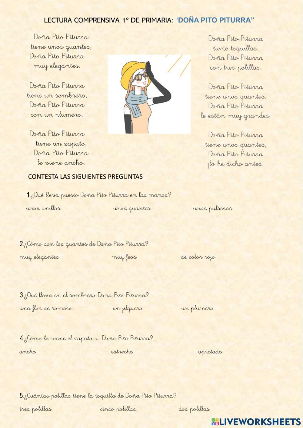 Lectura comprensiva: Doña Pitu Piturra