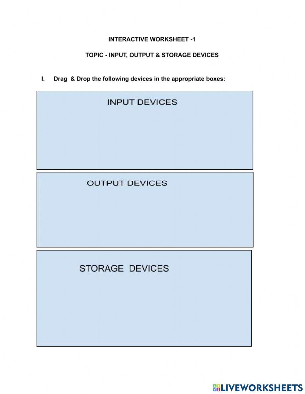 INPUT-OUTPUT-STORAGE DEVICES online exercise for | Live Worksheets