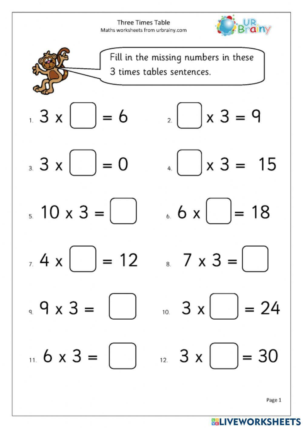 3 Times Table 3 Times Table