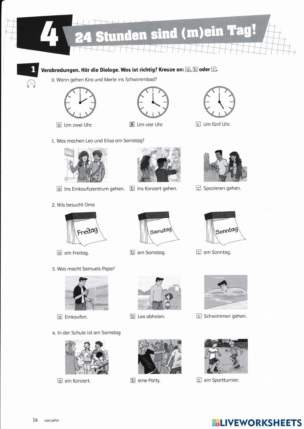 English Class A1+ Unit 4 Test 4915337 | Klasse! A1 Test 4 | deutschdeutsch