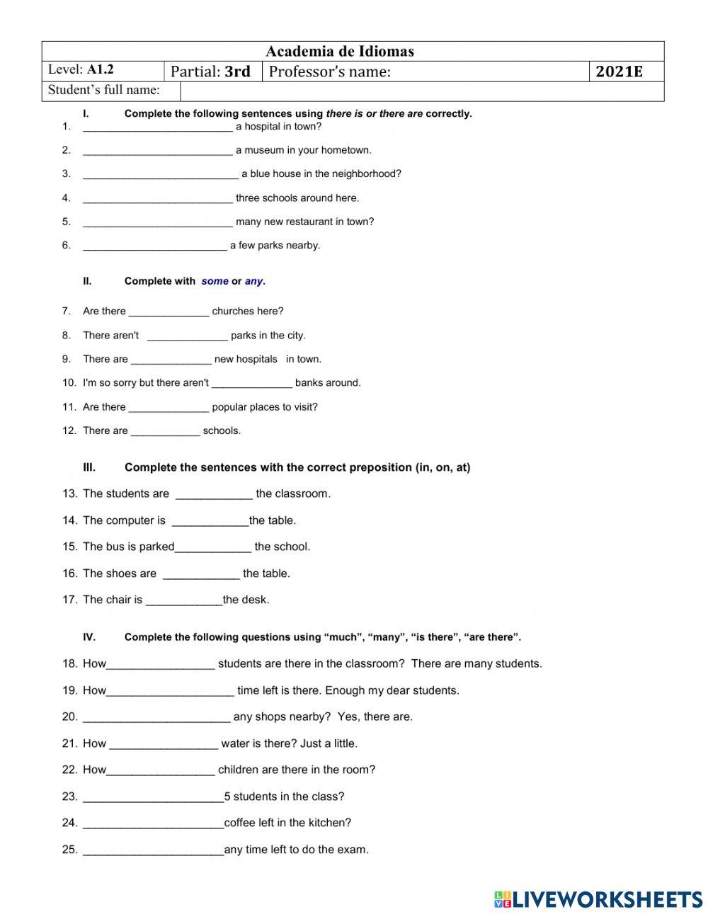 A1.2 Exam 3º Partial