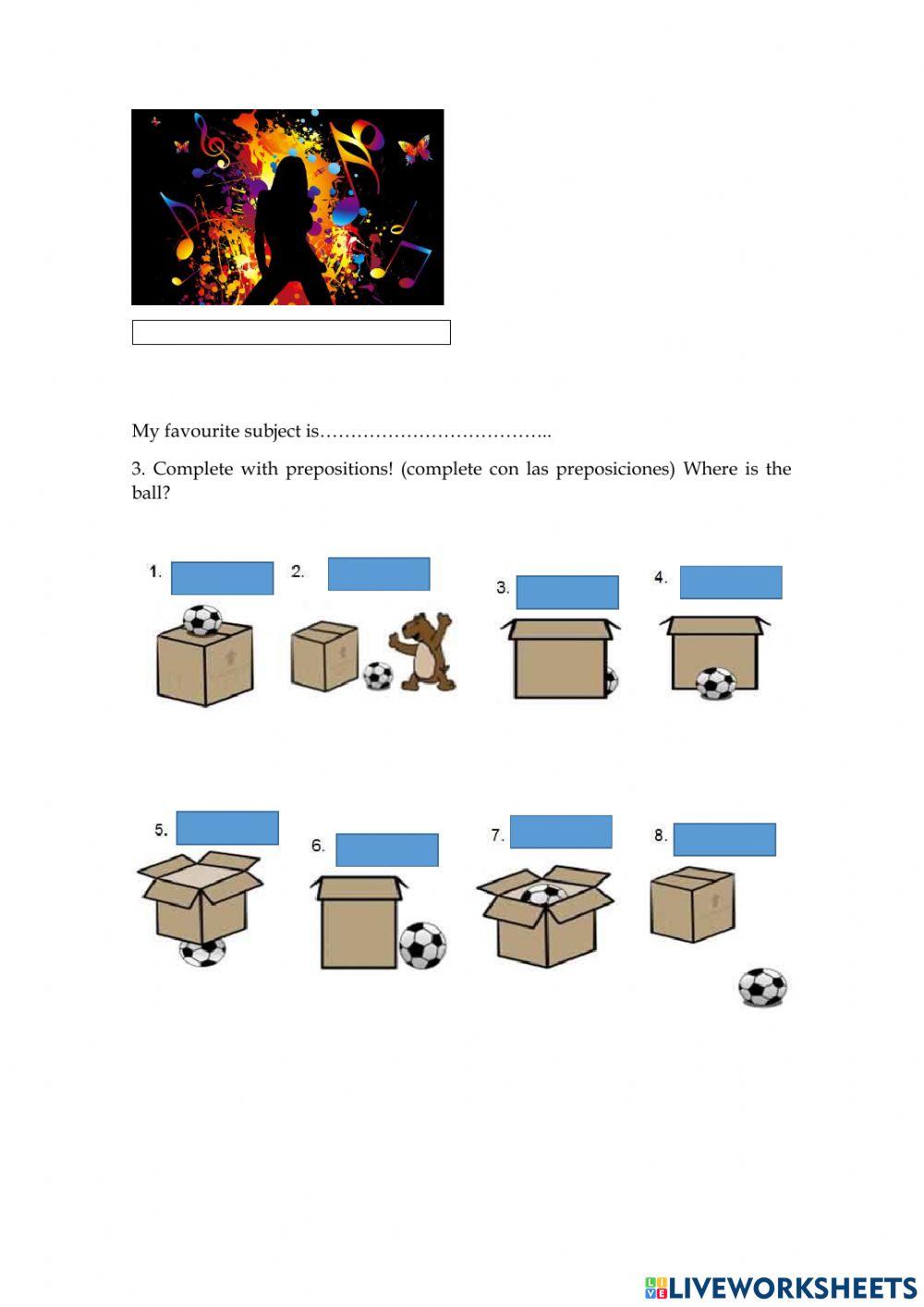 Revision questions school subjects prepositions