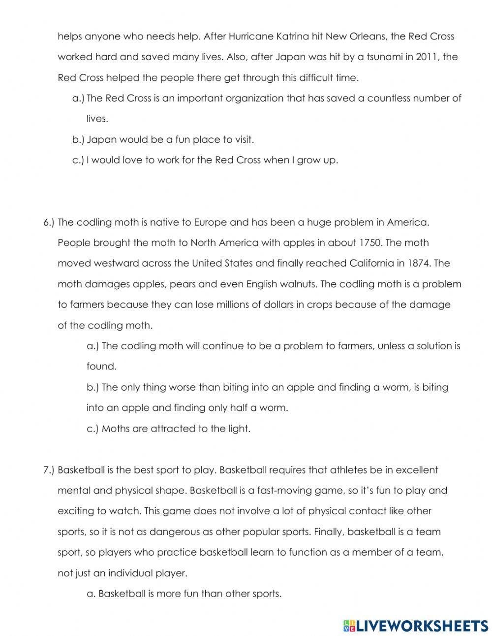 Conclusion Sentence Graded Assignment