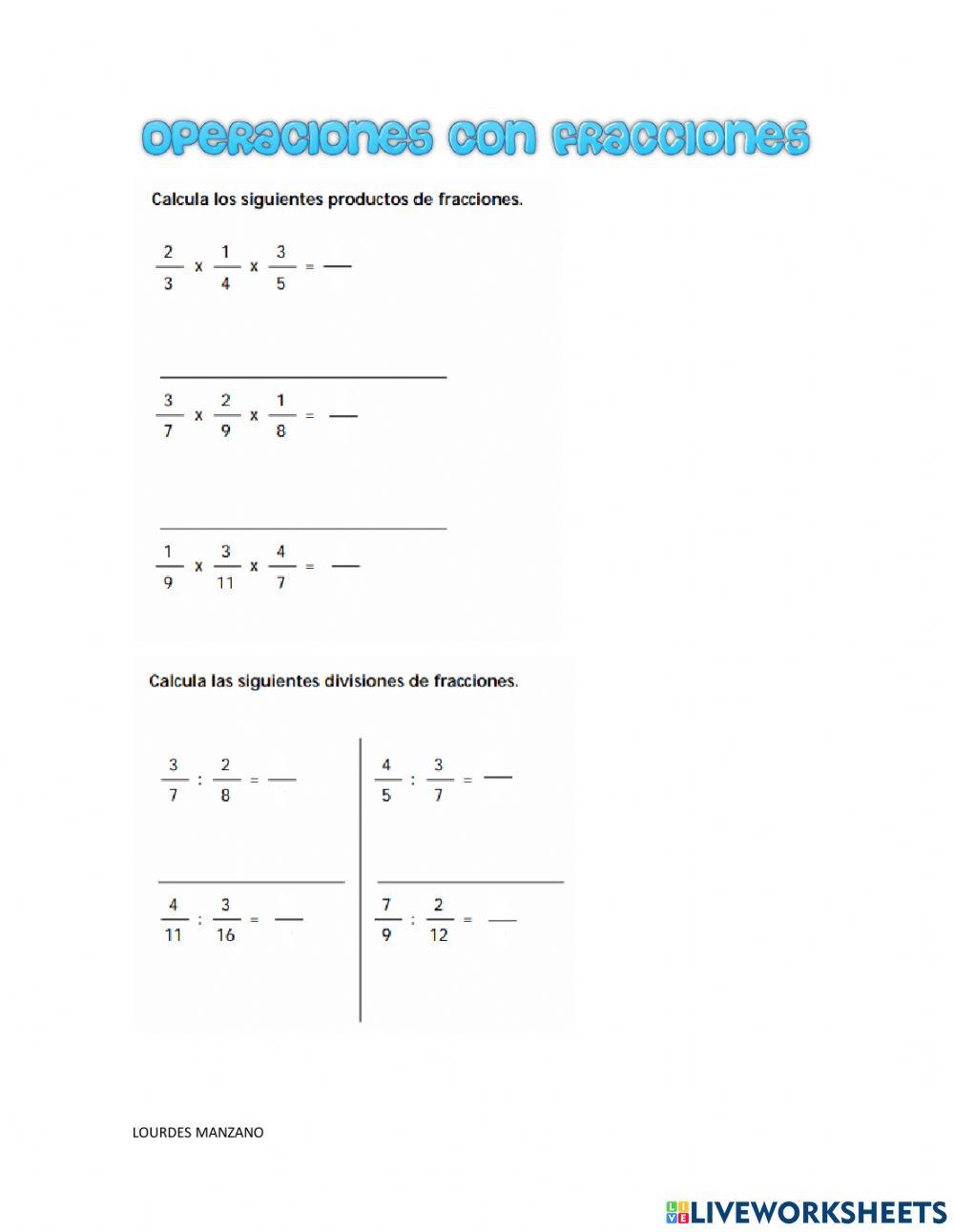 Operaciones con fracciones