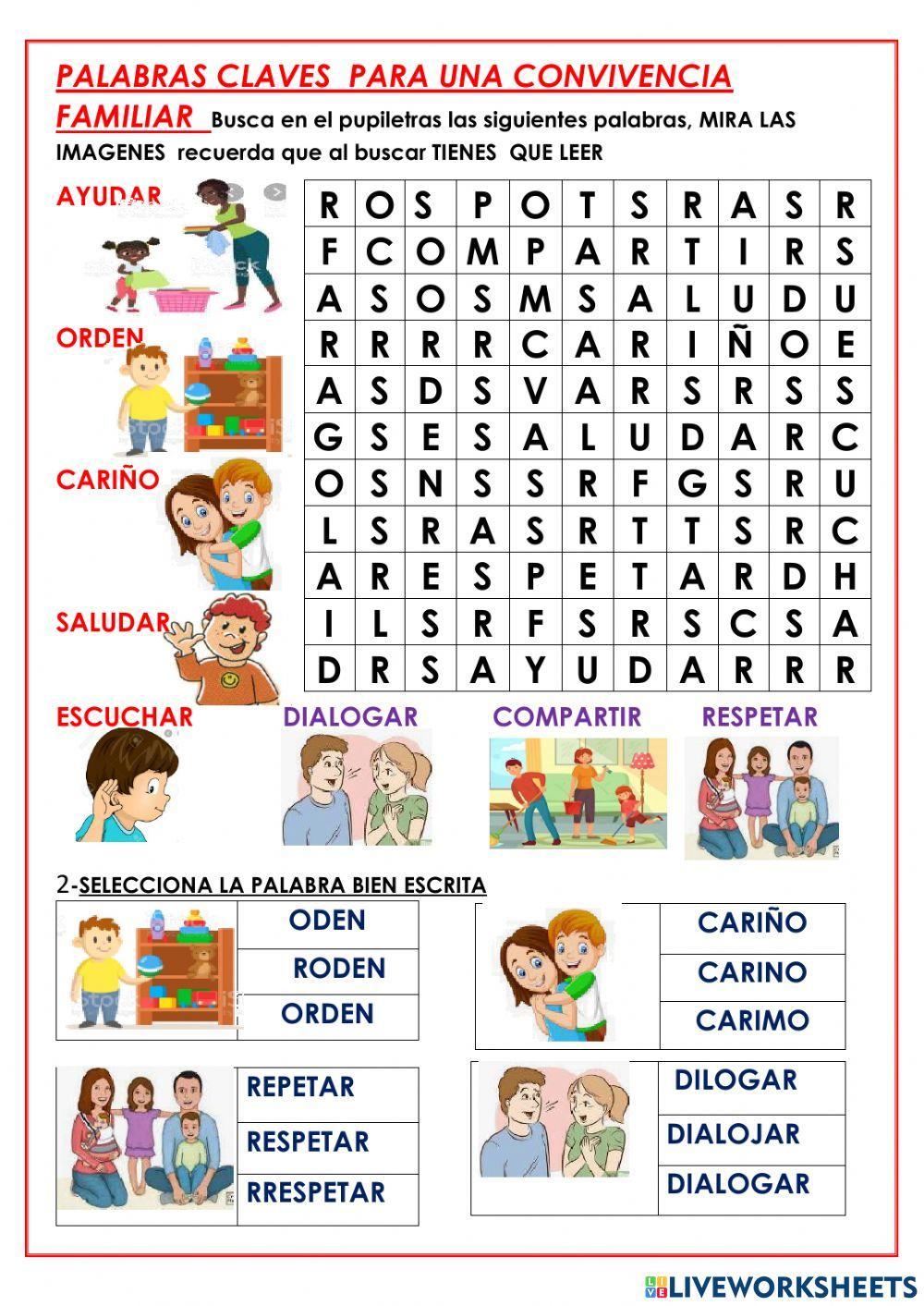 Palabras de convivencia familiar