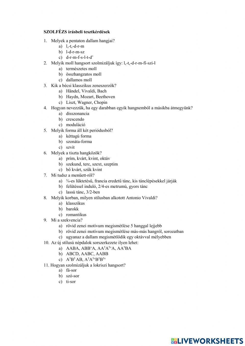 Szolfézs teszt 1