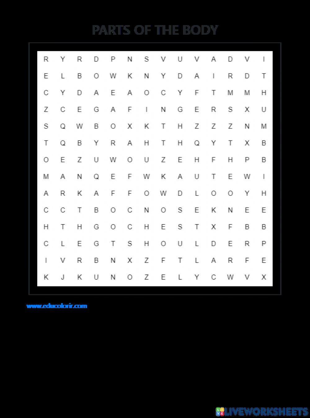 Wordseach - parts of the body