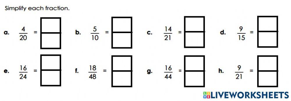 Simplifying fractions (2)