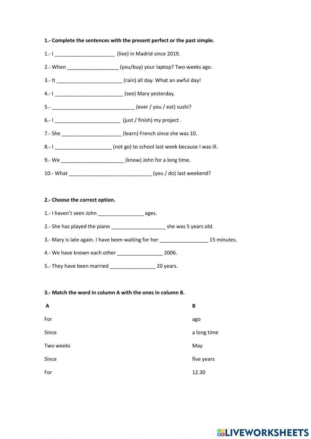 Present Perfect and Past Simple