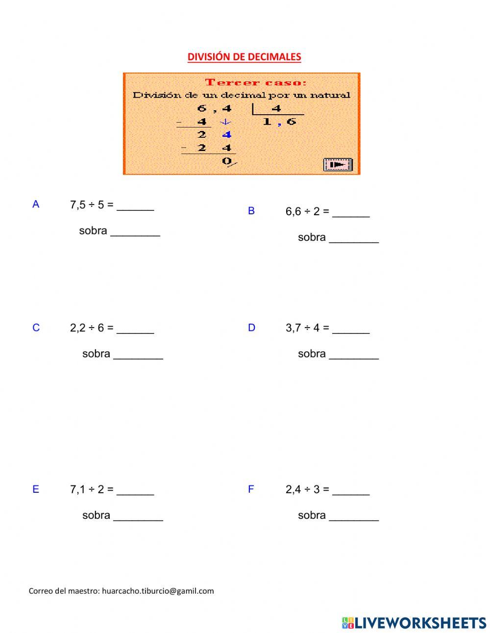 Division de decimales