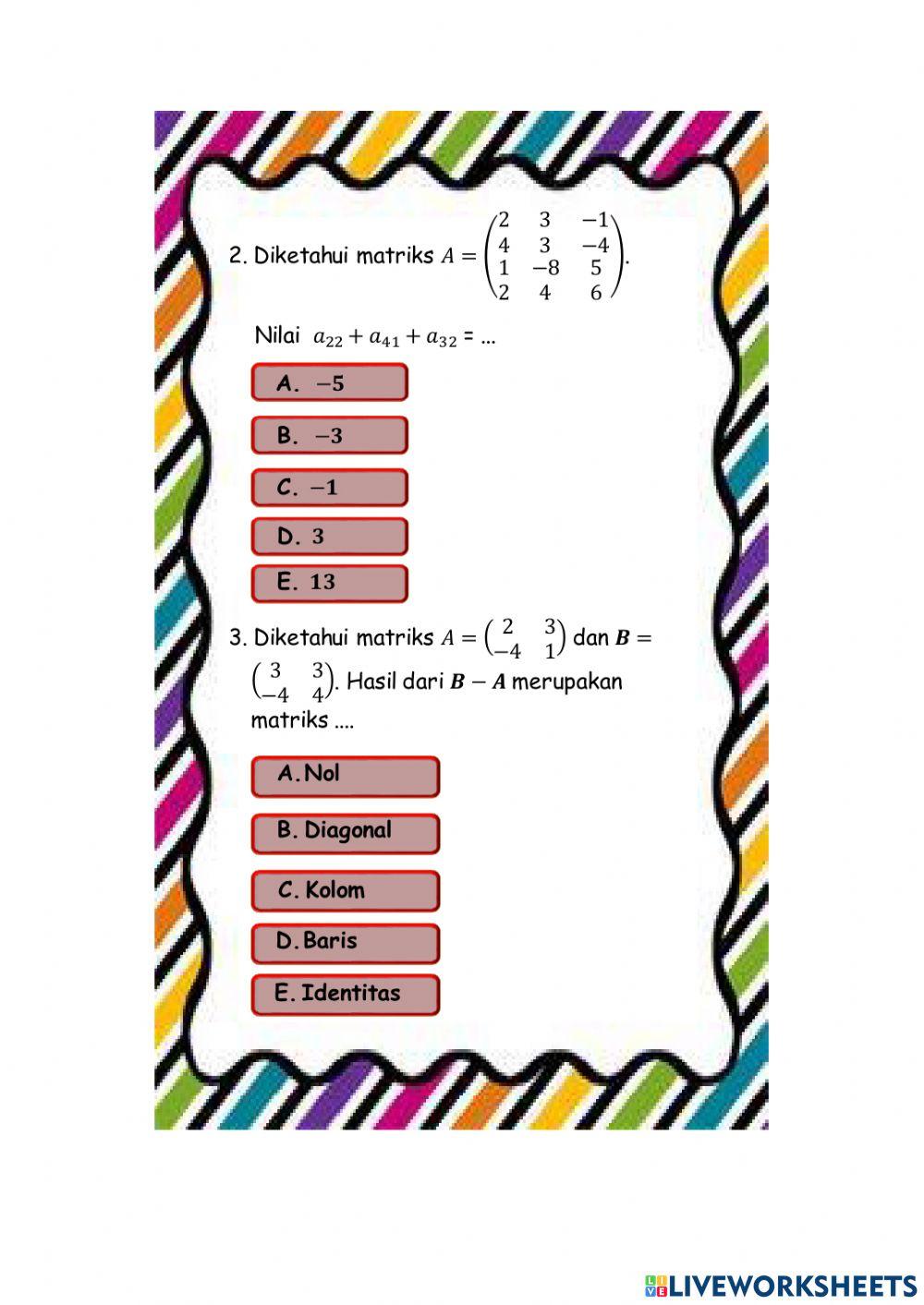 Tes Awal Matriks X RPL 1