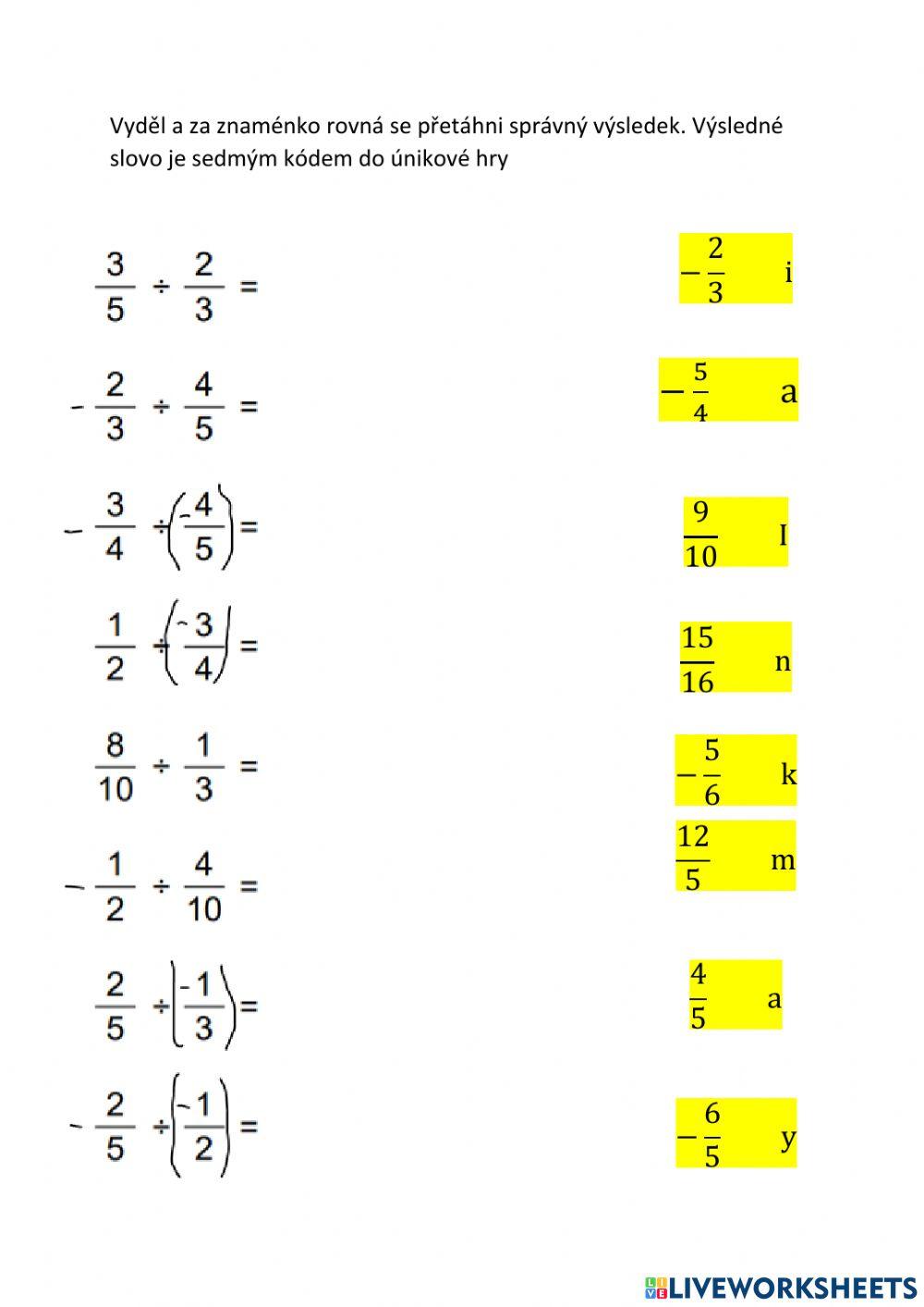 Dělení racionálních čísel