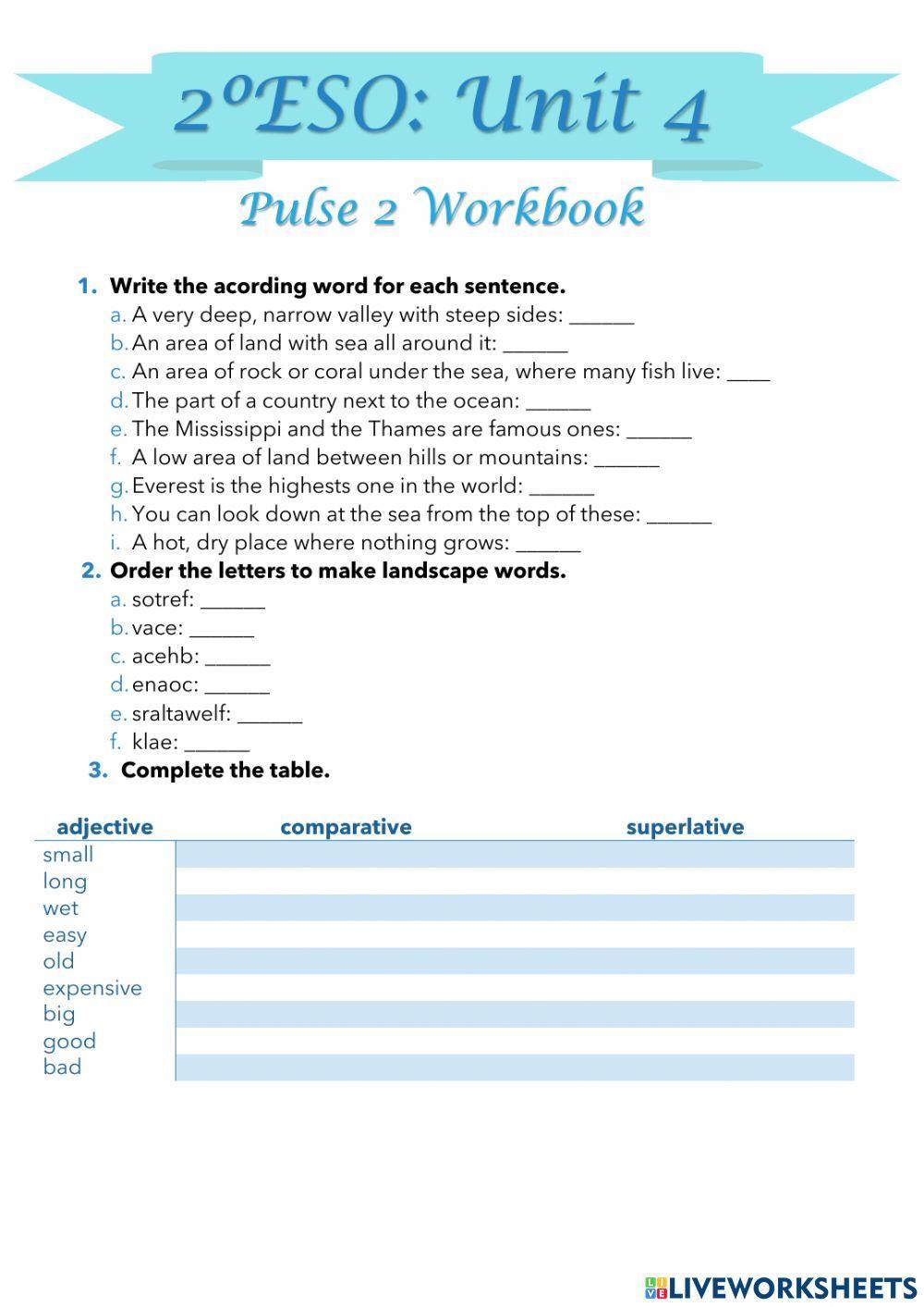 2ºESO unit 4 (pulse workbook) 2ºESO unit 4 (pulse workbook)
