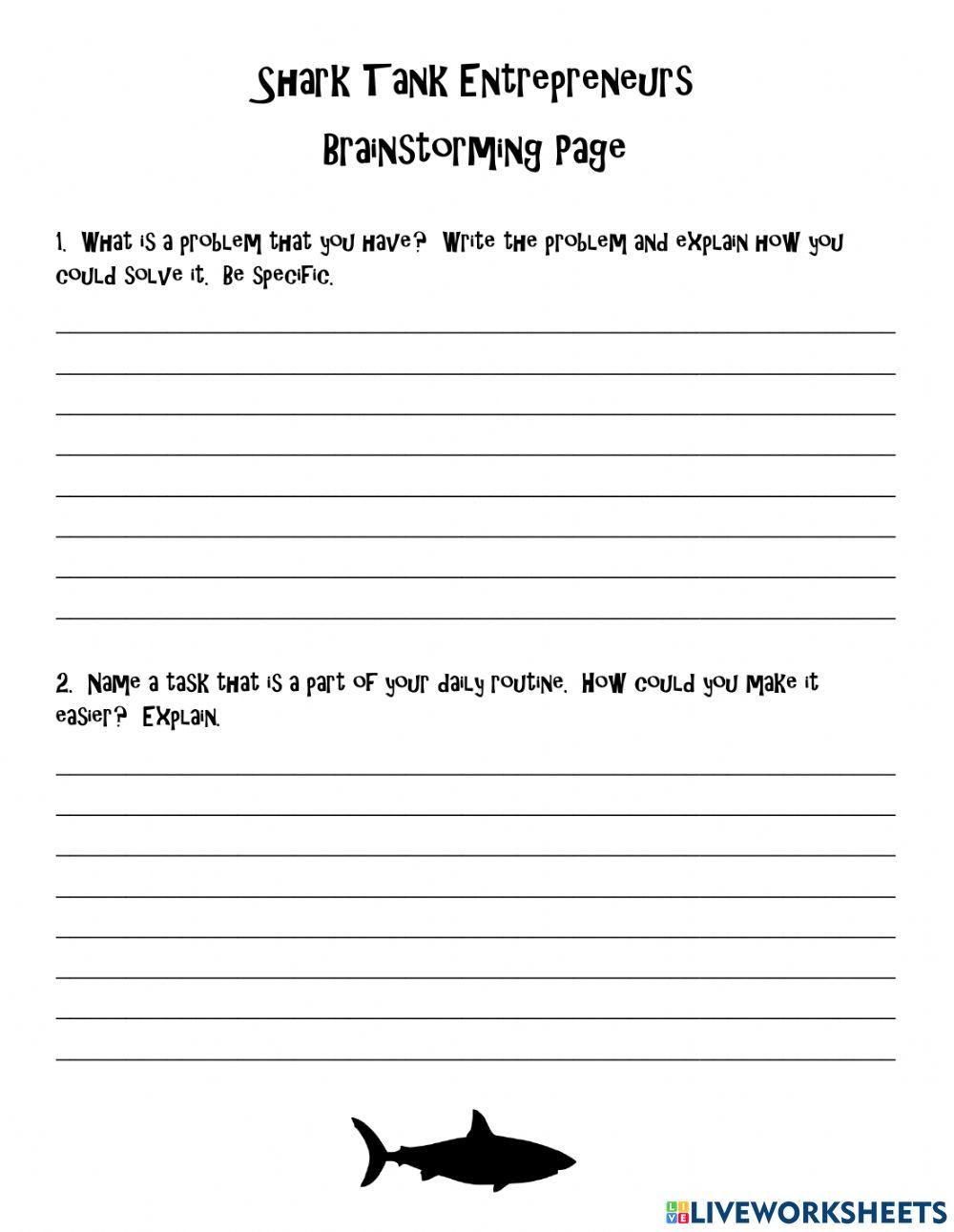 shark tank project | Courtney Skaggs | Live Worksheets