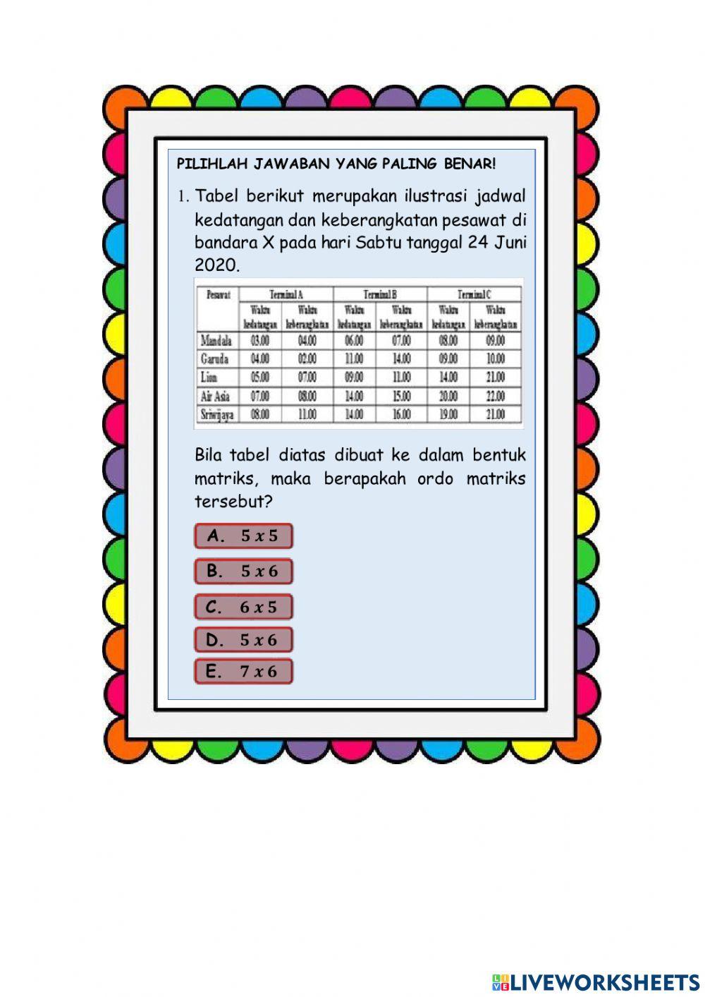 Tes Evaluasi 1 Matriks X RPL 1