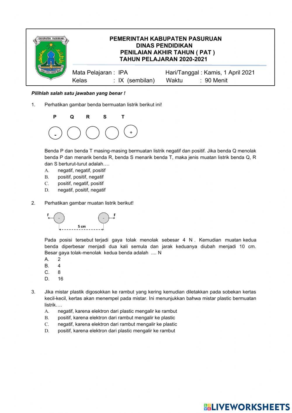 Pat ipa kelas 9 tahun 2020.2021