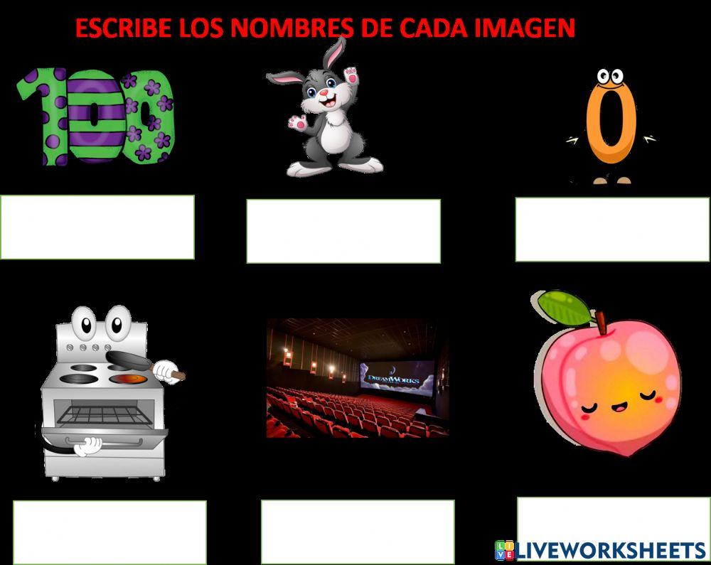 Escribe los nombres de cada imagen