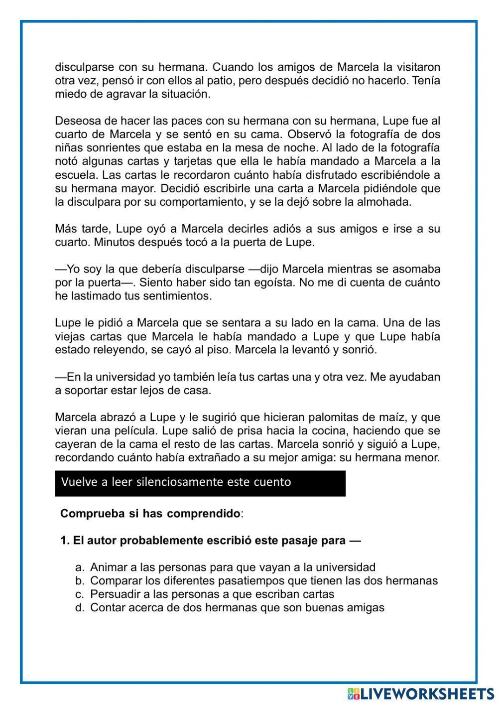 Comprensión de lectura