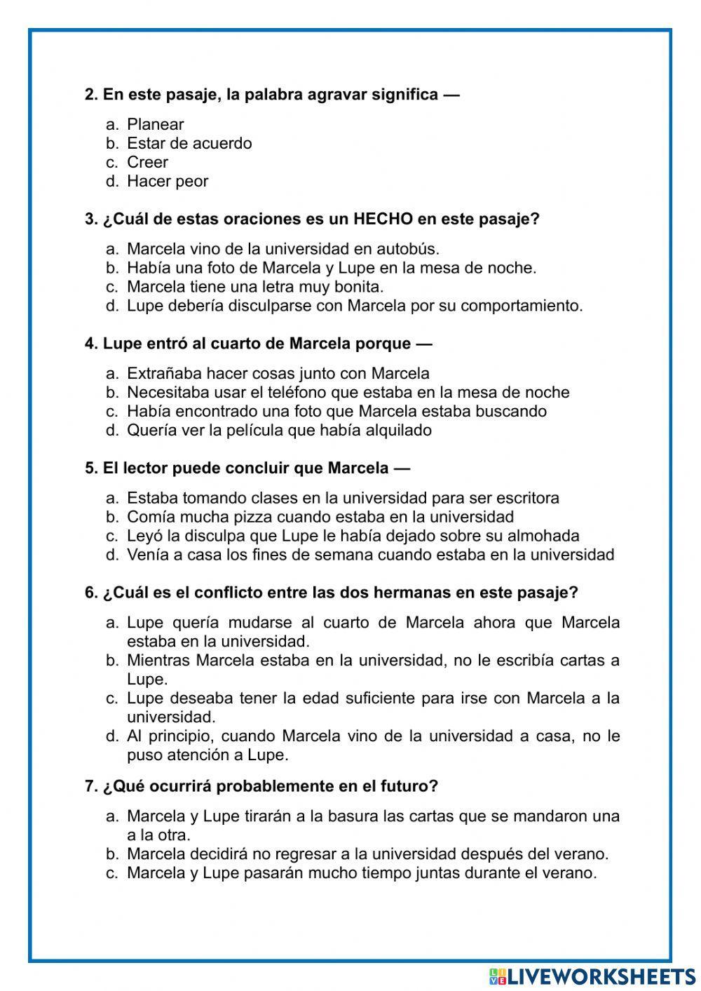 Comprensión de lectura