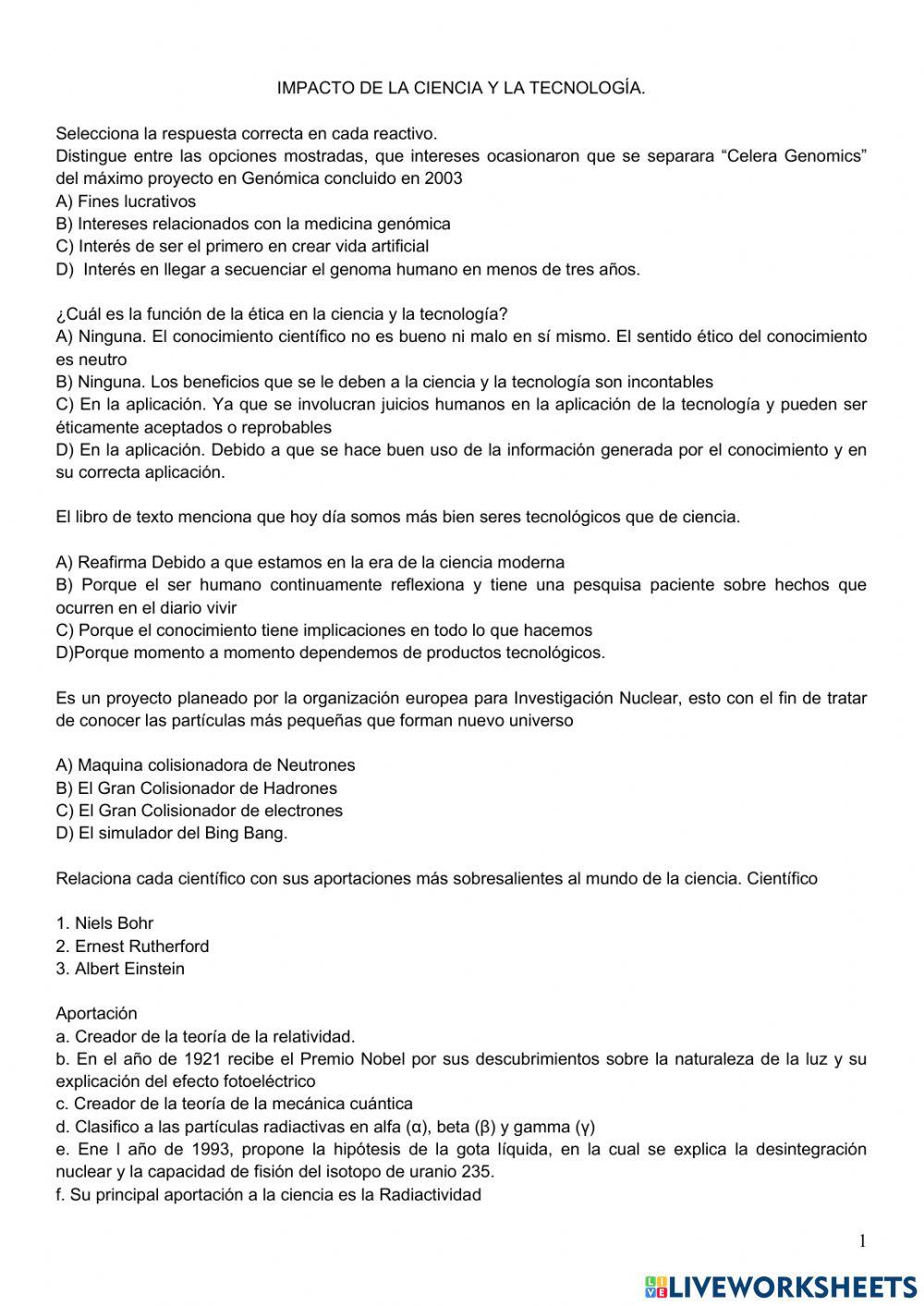 Impacto de la ciencia y la tecnoloía