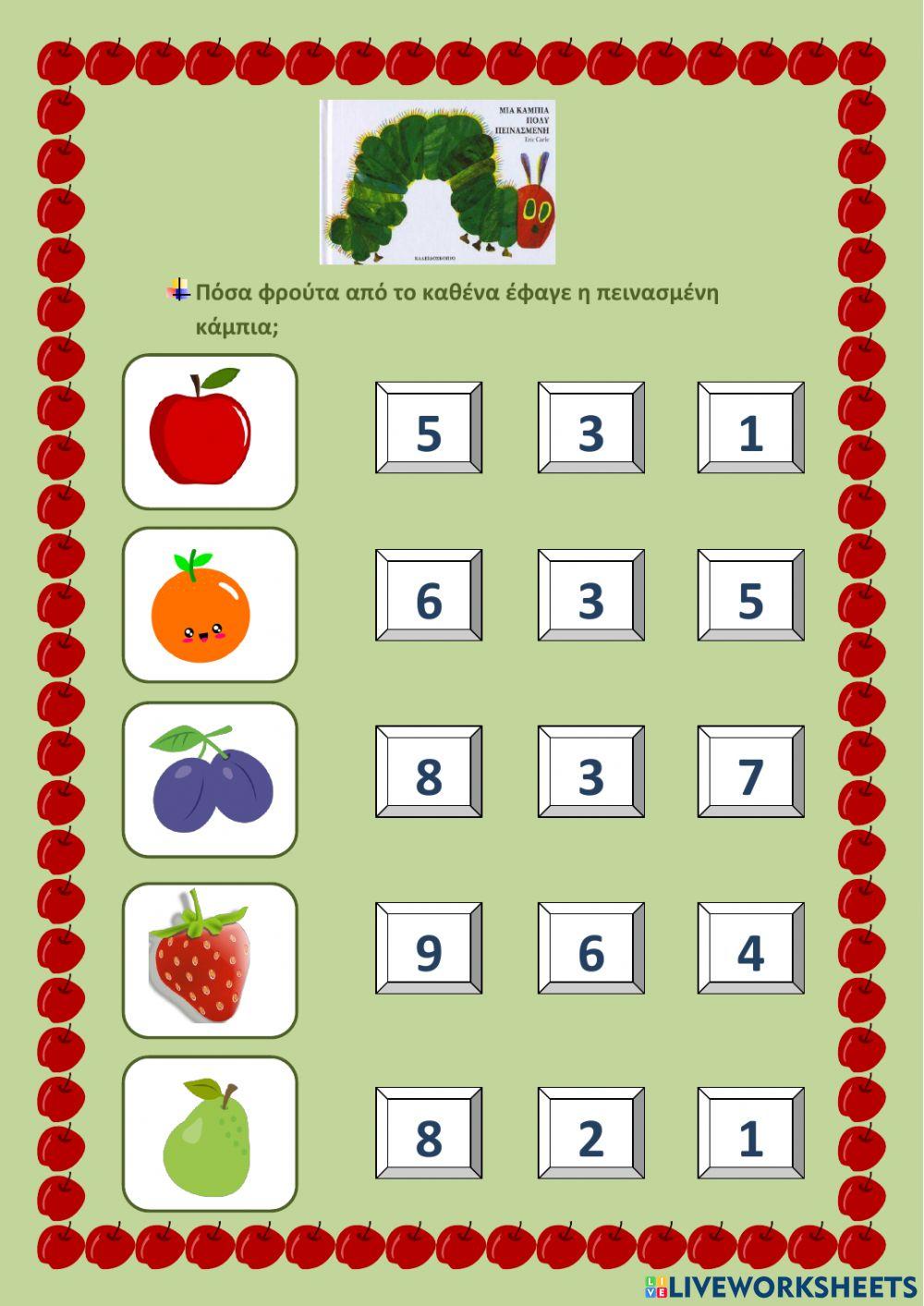 Mια πολύ πεινασμένη κάμπια-Μαθηματικά