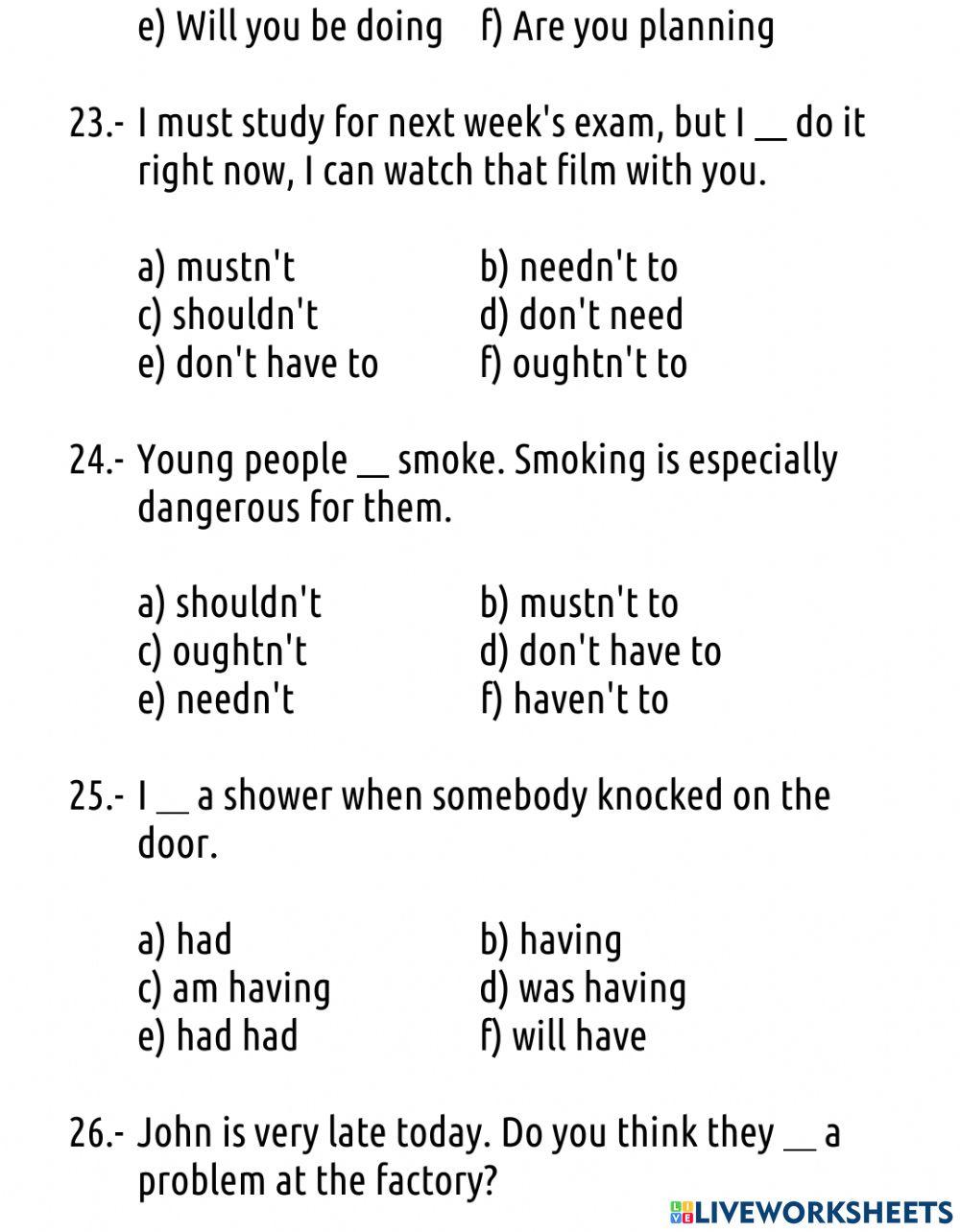 Initial level test - advanced - part 2