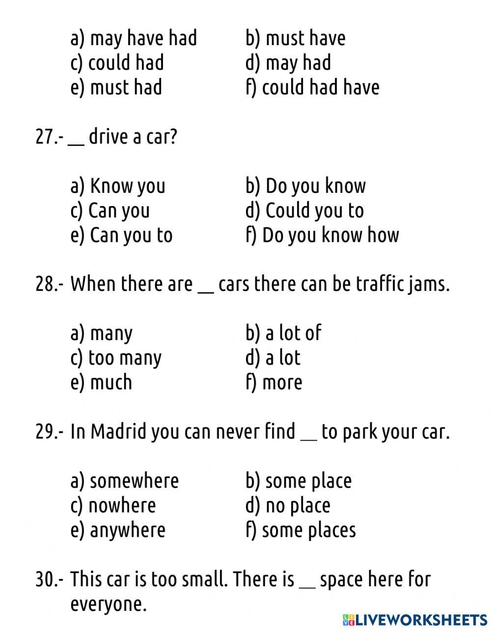 Initial level test - advanced - part 2