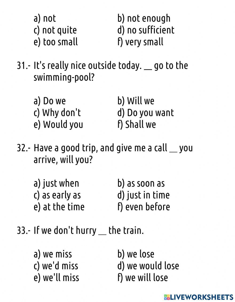 Initial level test - advanced - part 2