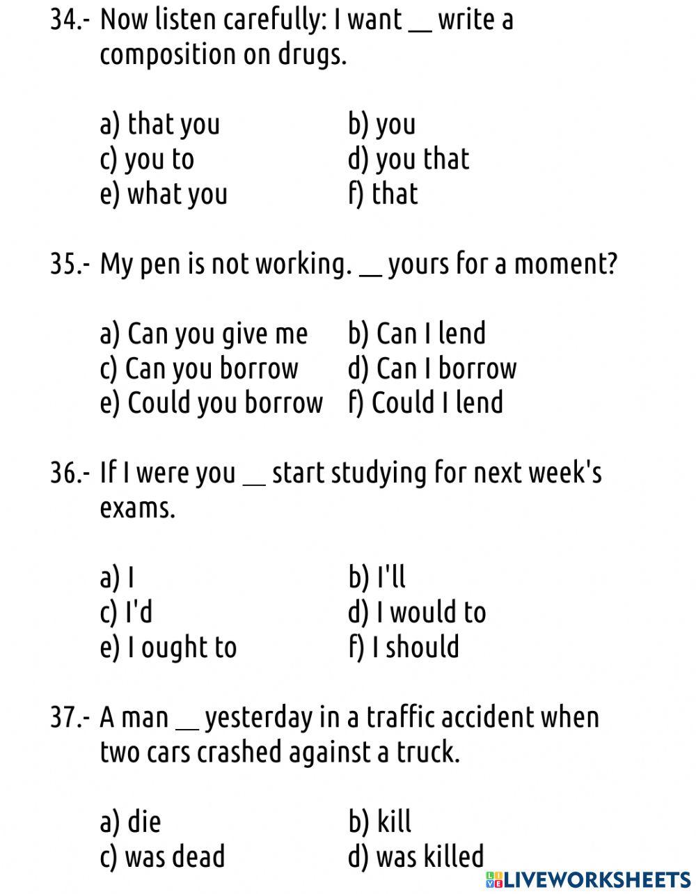 Initial level test - advanced - part 2