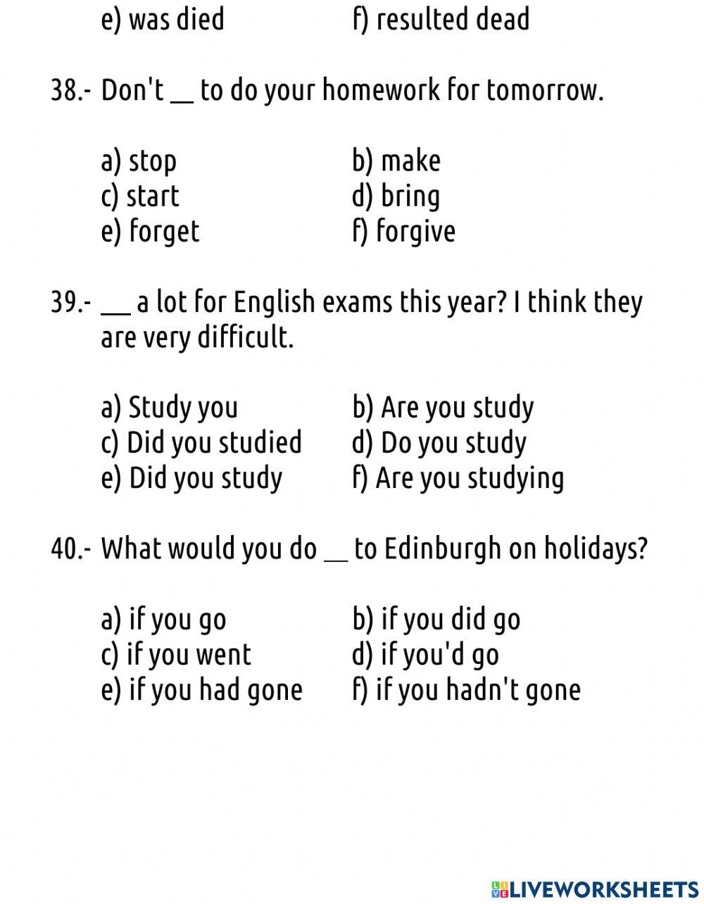 Initial level test - advanced - part 2