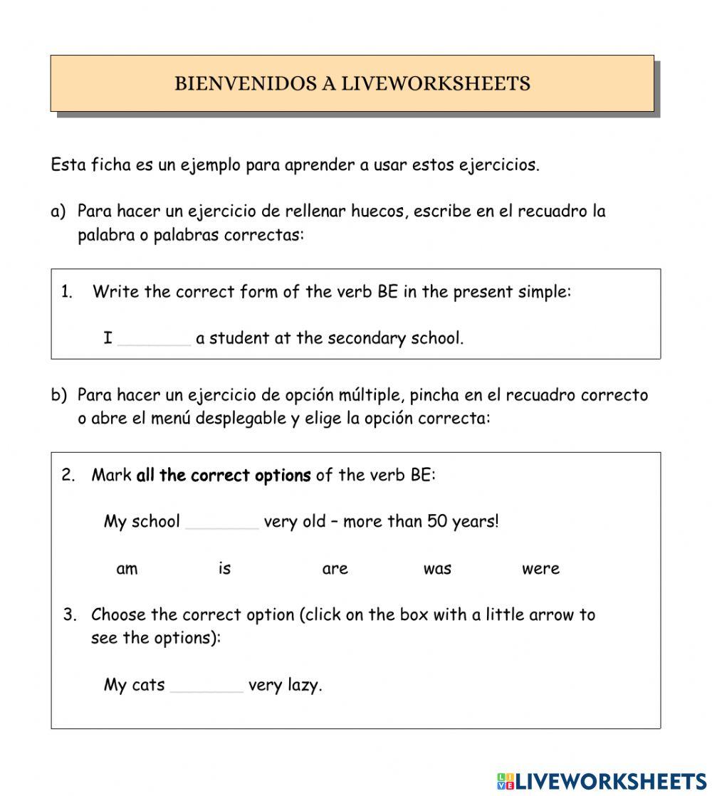 Welcome to liveworksheets (Spanish)