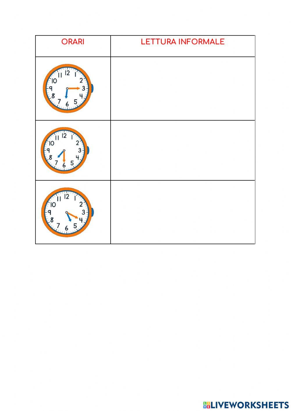 Informelle Uhrzeit Wiederholung
