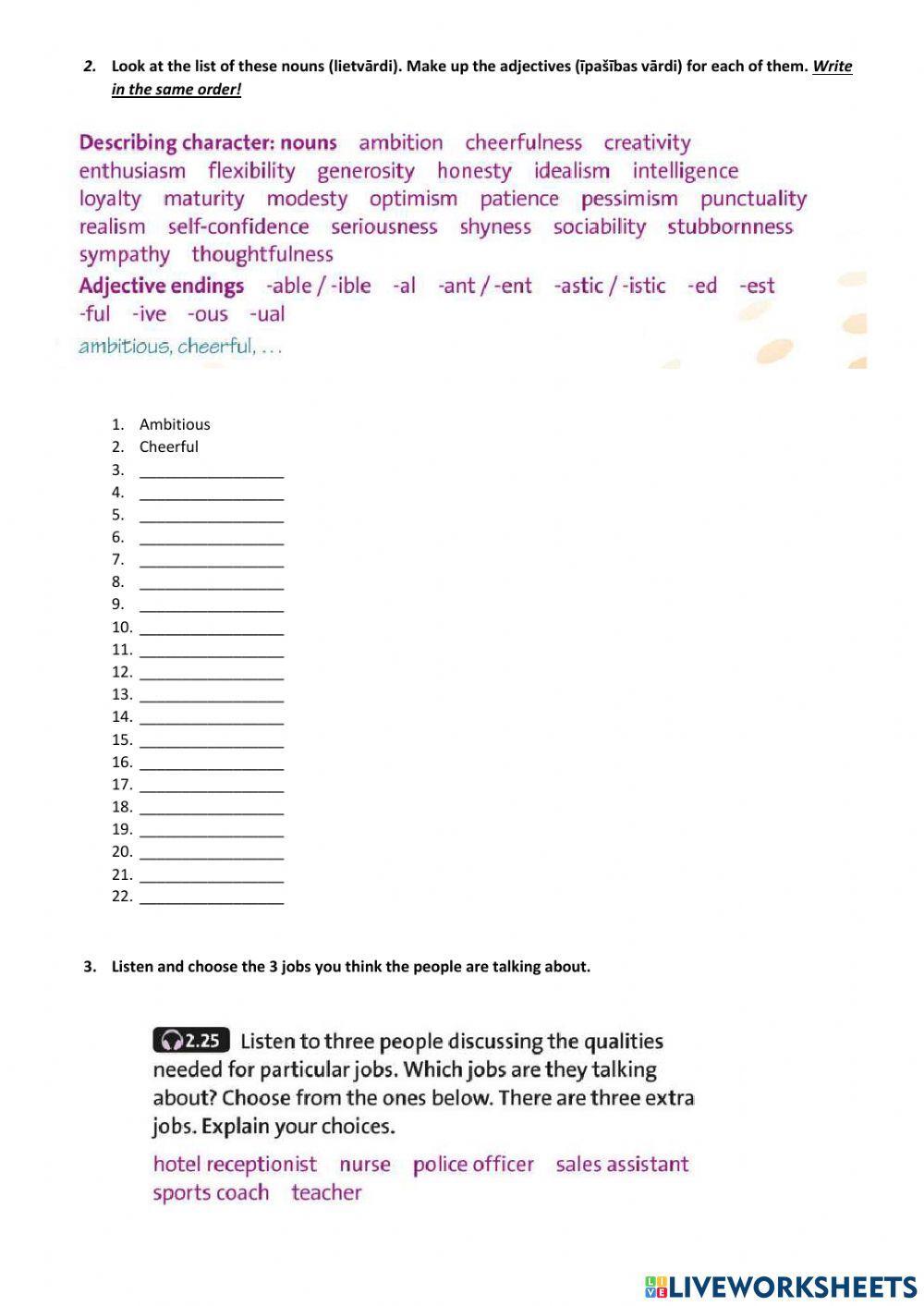 Jobs and personality traits