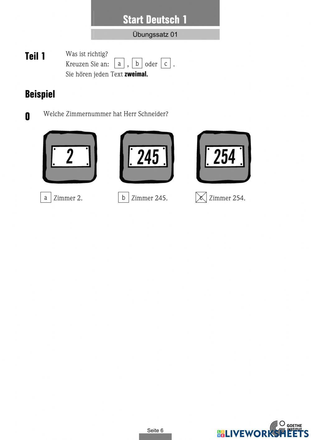 Deutsch A1.1 : Hören Prüfung