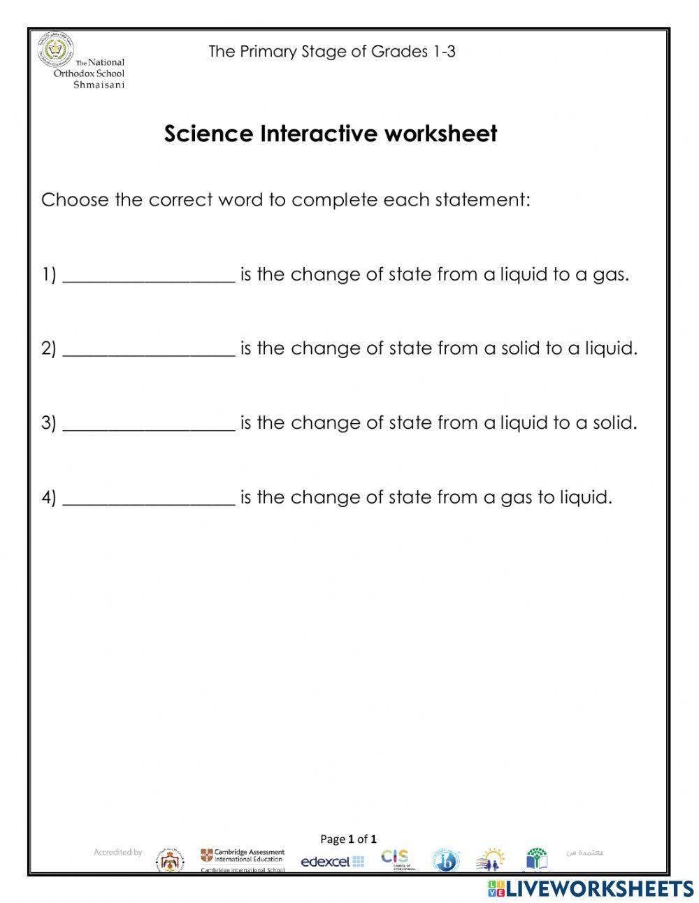 Change in state of matter