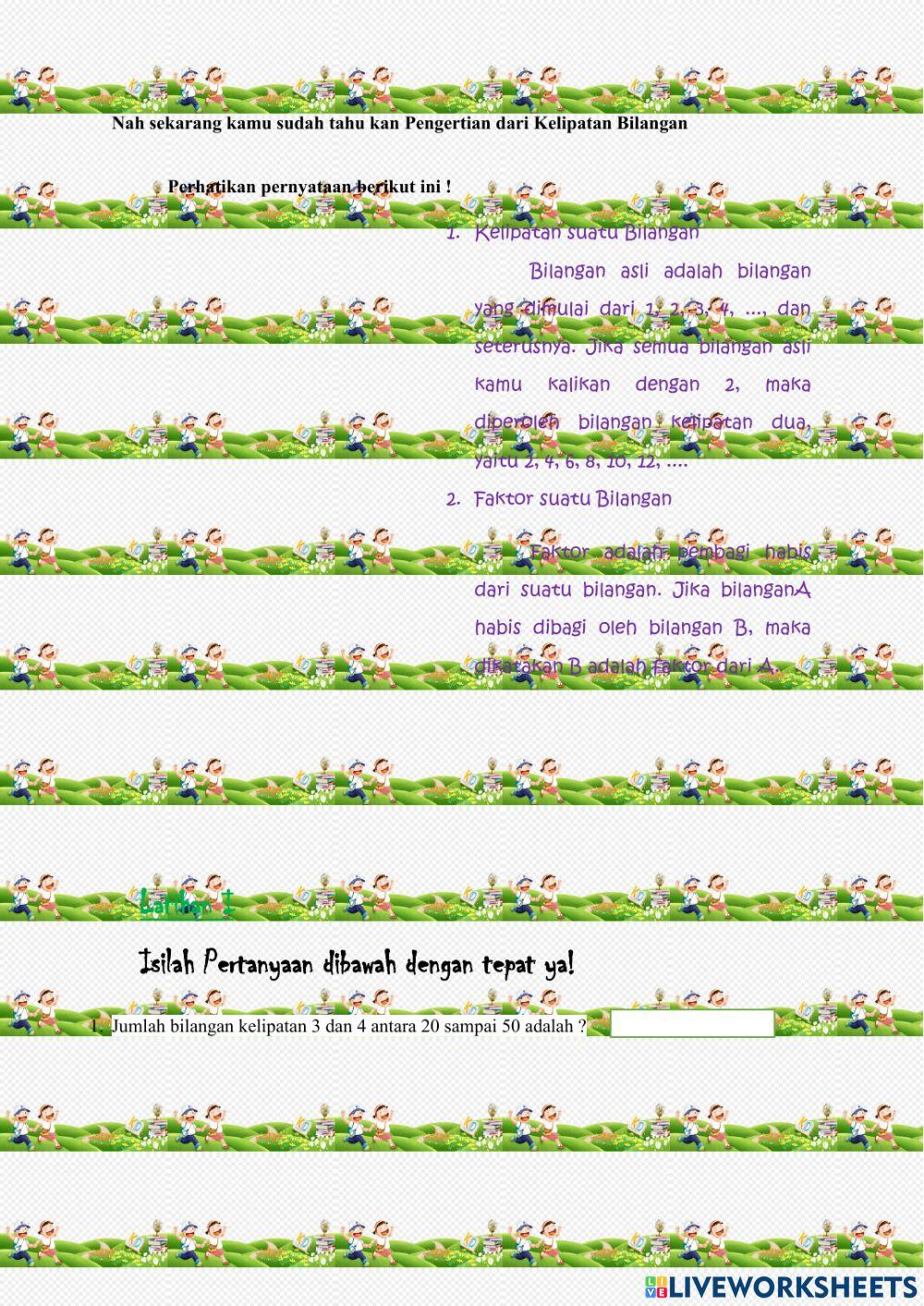 Latihan Soal Kelipatan dan Faktor Bilangan
