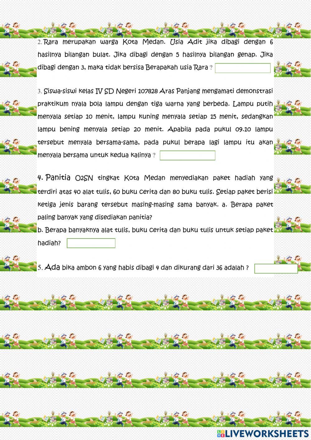 Latihan Soal Kelipatan dan Faktor Bilangan