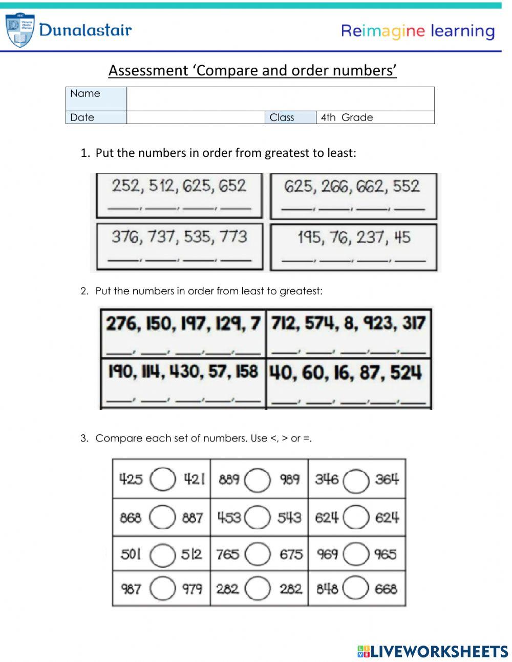 Compare and order