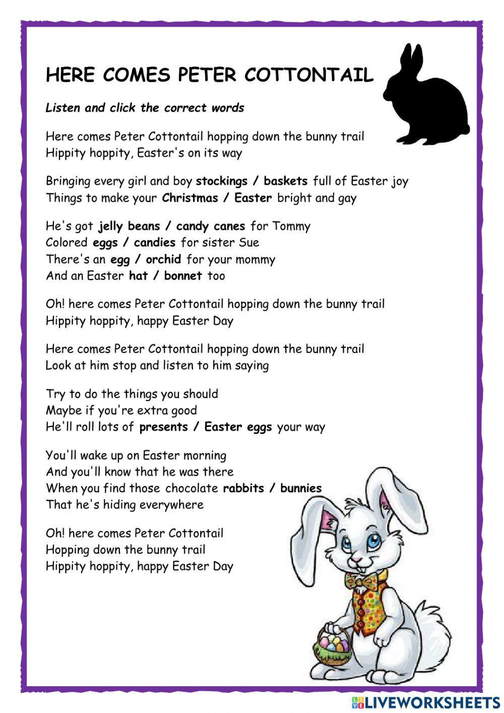 Peter Cottontail Easter Song Activity