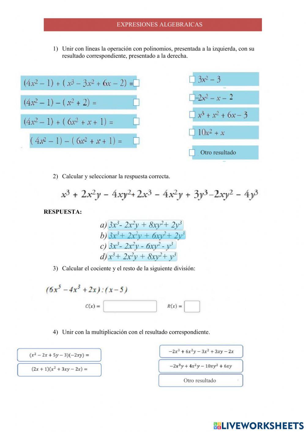 Expresiones algebraicas