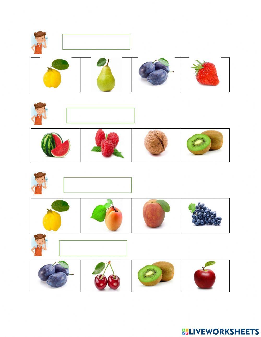 Evaluarea limbajului receptiv- Fructele